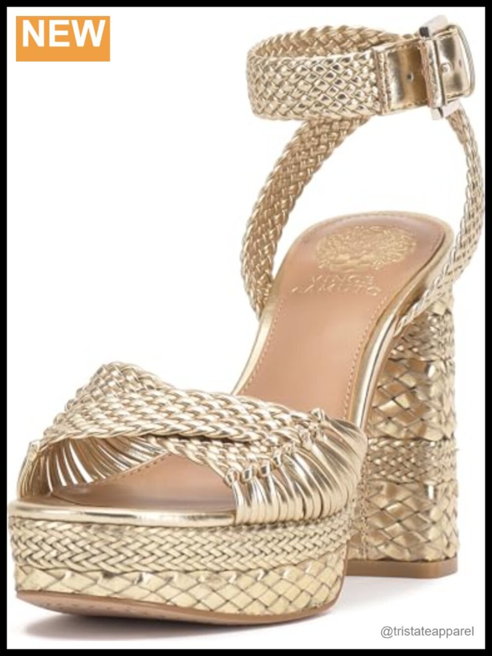 Synthetic Woven Platform Sandals with Block Heel & Ankle Strap
